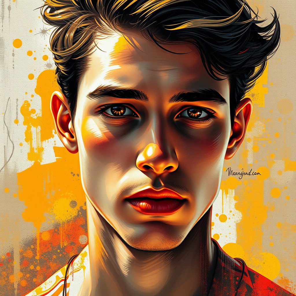 Radiant Young Man Portrait with Shimmering Eyes