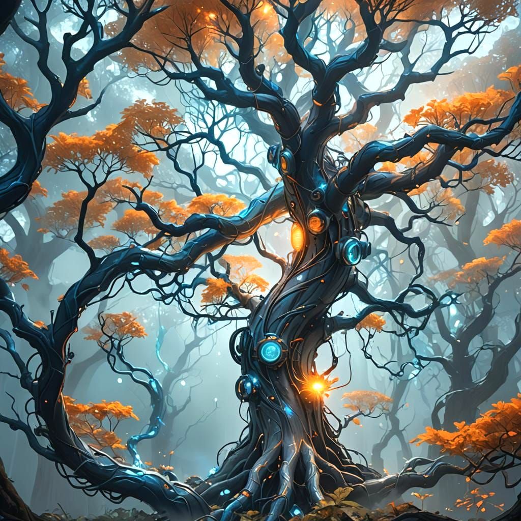 Futuristic Bio-Mechanical Tree Concept Art