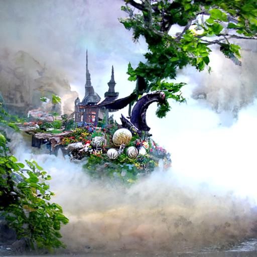 Ethereal Dragon Nest in Fantasy Landscape