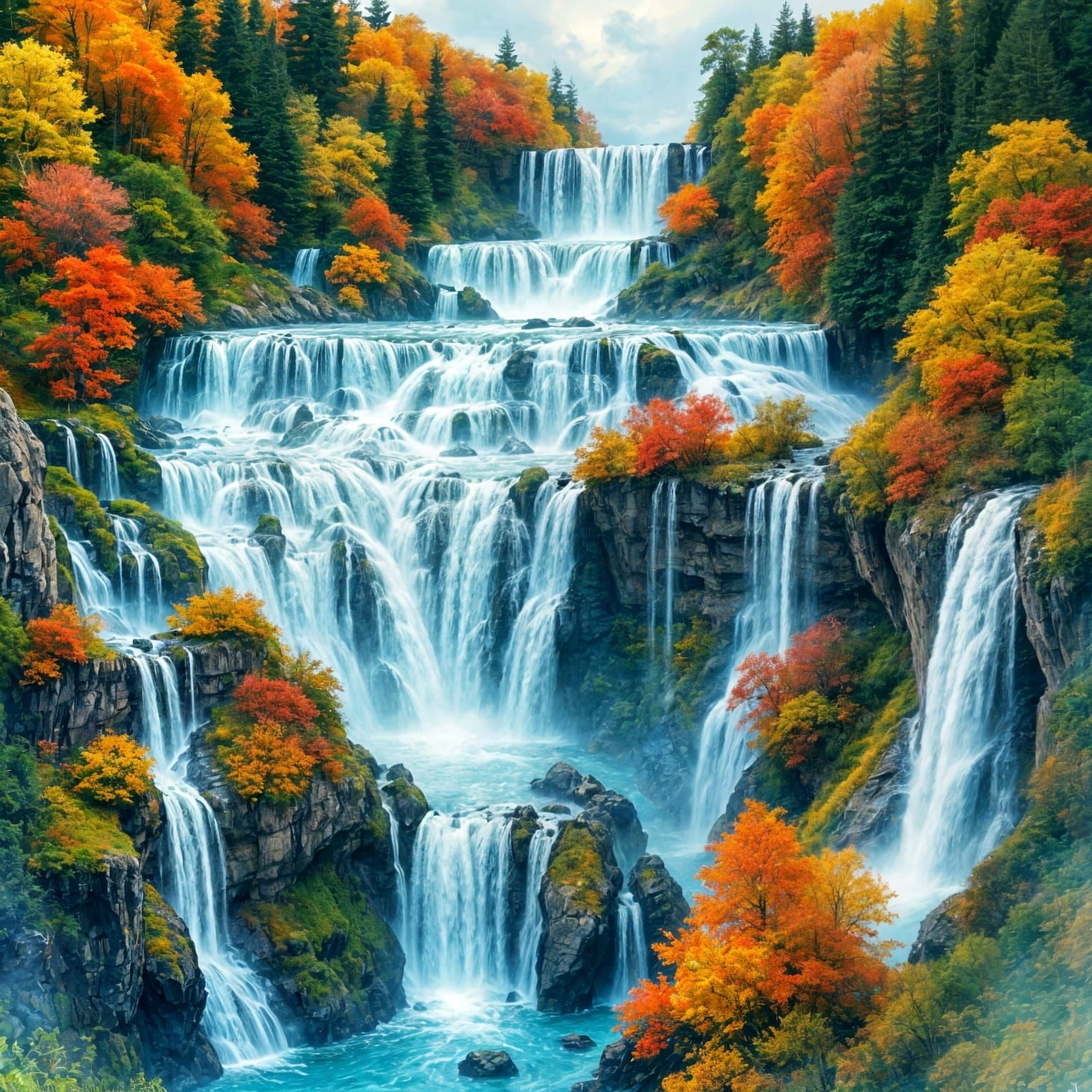 Tiers of Epic Waterfall