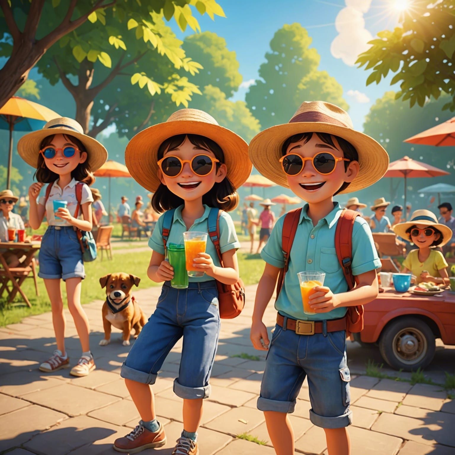 Animated Summer Day: People Enjoying the Sun