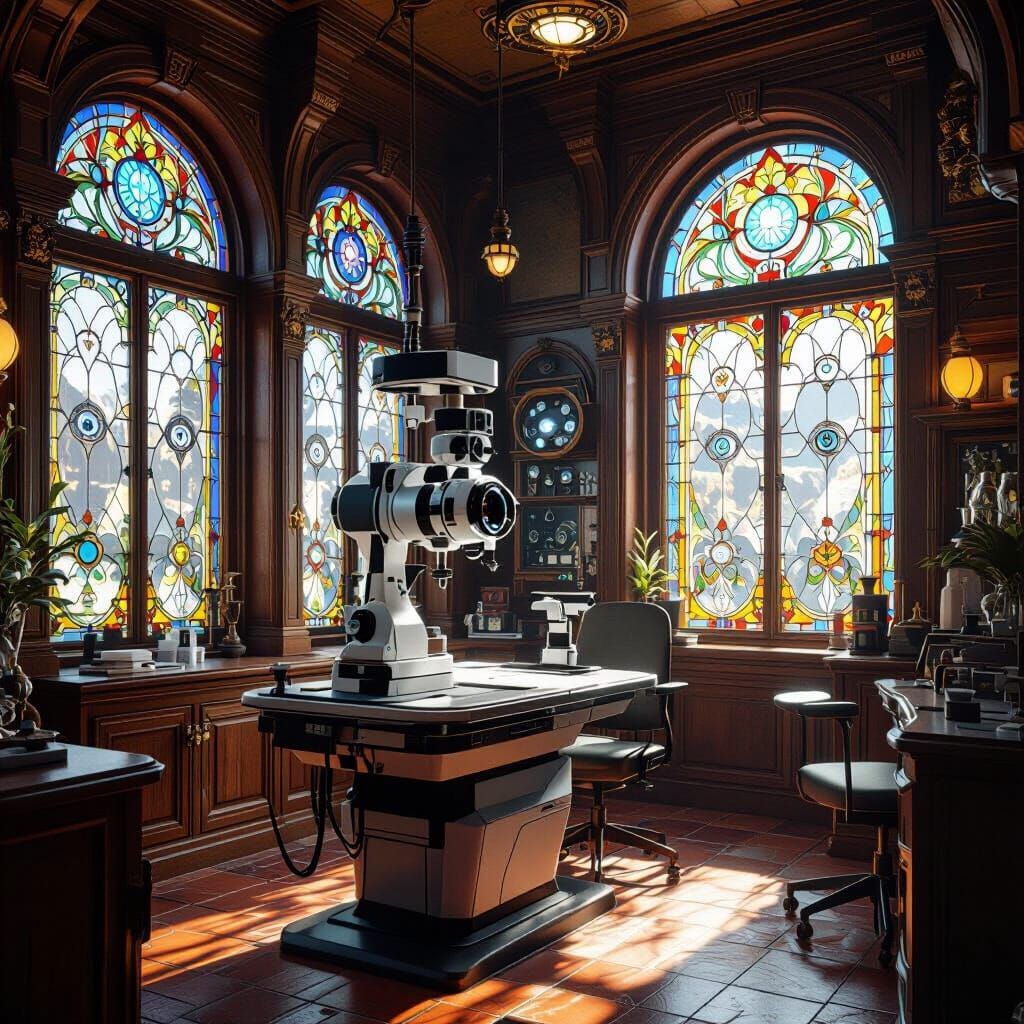 Futuristic Optician Shop with Ornate Accents