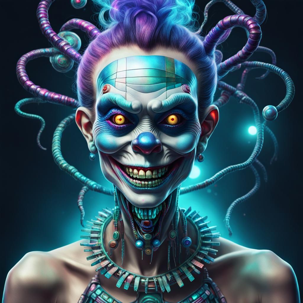 Zombie Monkey Clown Robot Woman in Cosmic Style