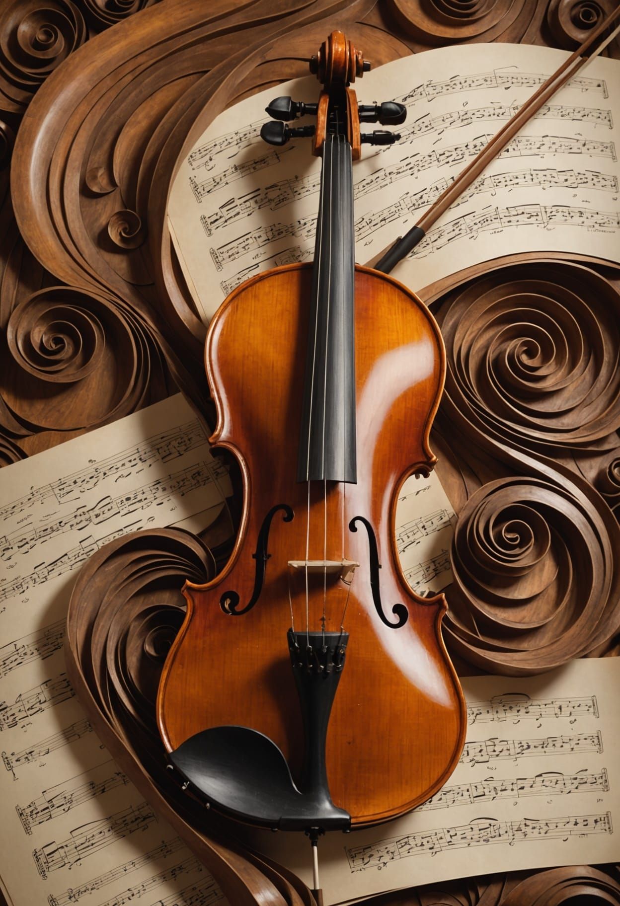 Violin Harmony in Sepia-Toned Music Artwork