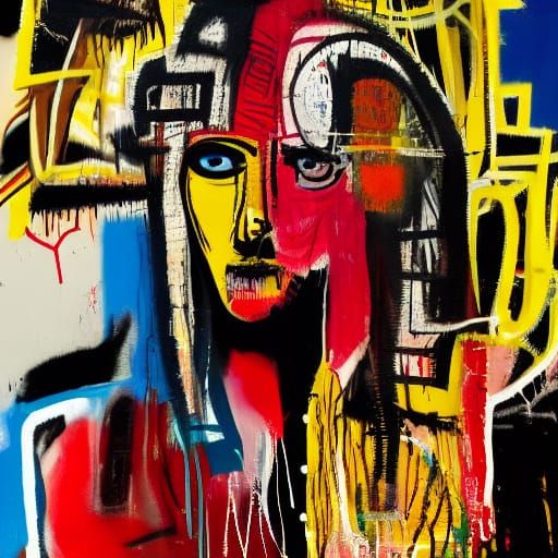 Visceral Woman in Neo-Expressionist Graffiti Style