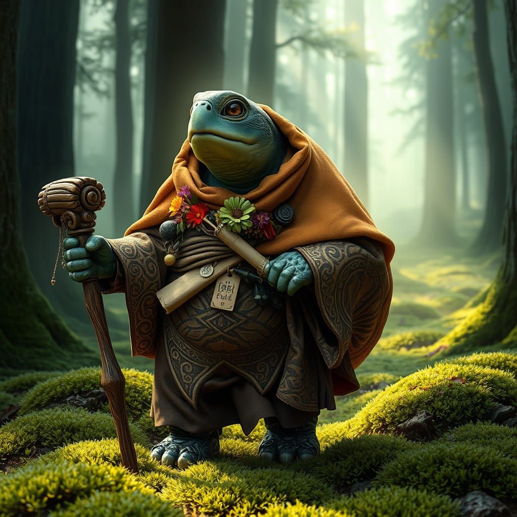 Mystical Turtle Traveler Embarks on Whimsical Journey