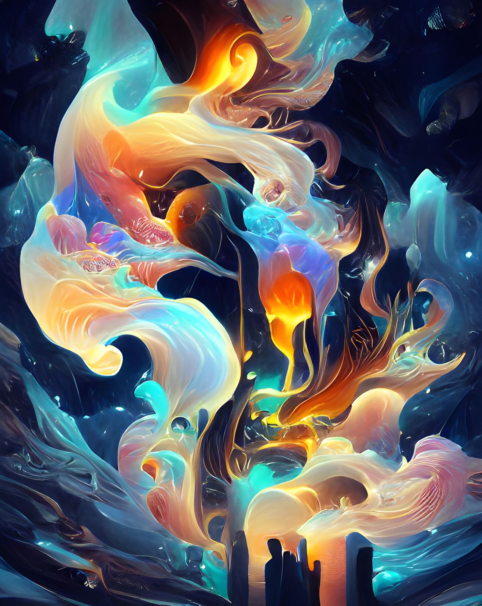 Luminescent Fire Elemental in Fractal Sci-Fi Style
