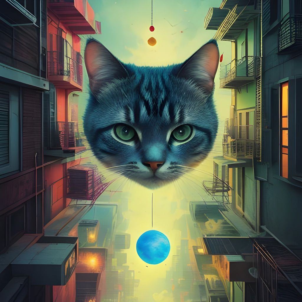 Surreal Escape of Future Cats in Dreamlike Art
