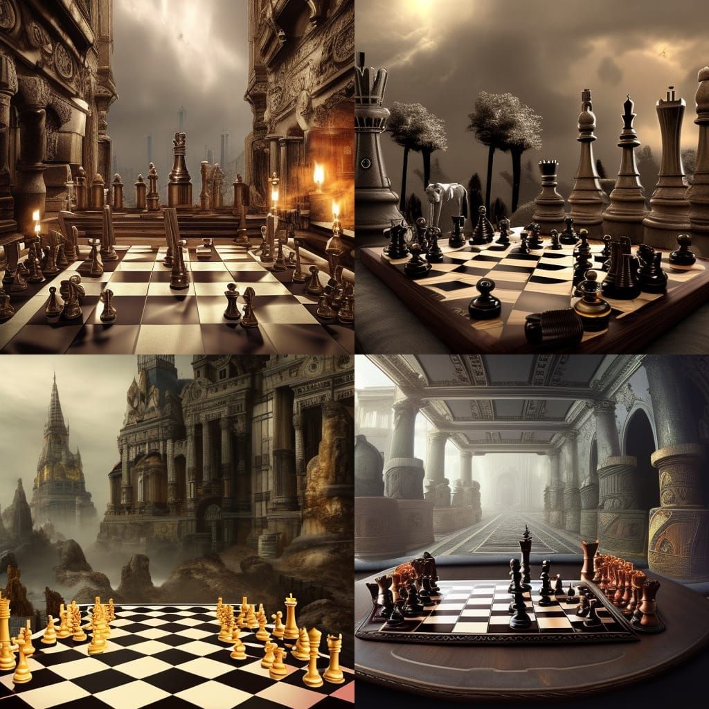 Epic Chess Pieces in Digital Matte Painting