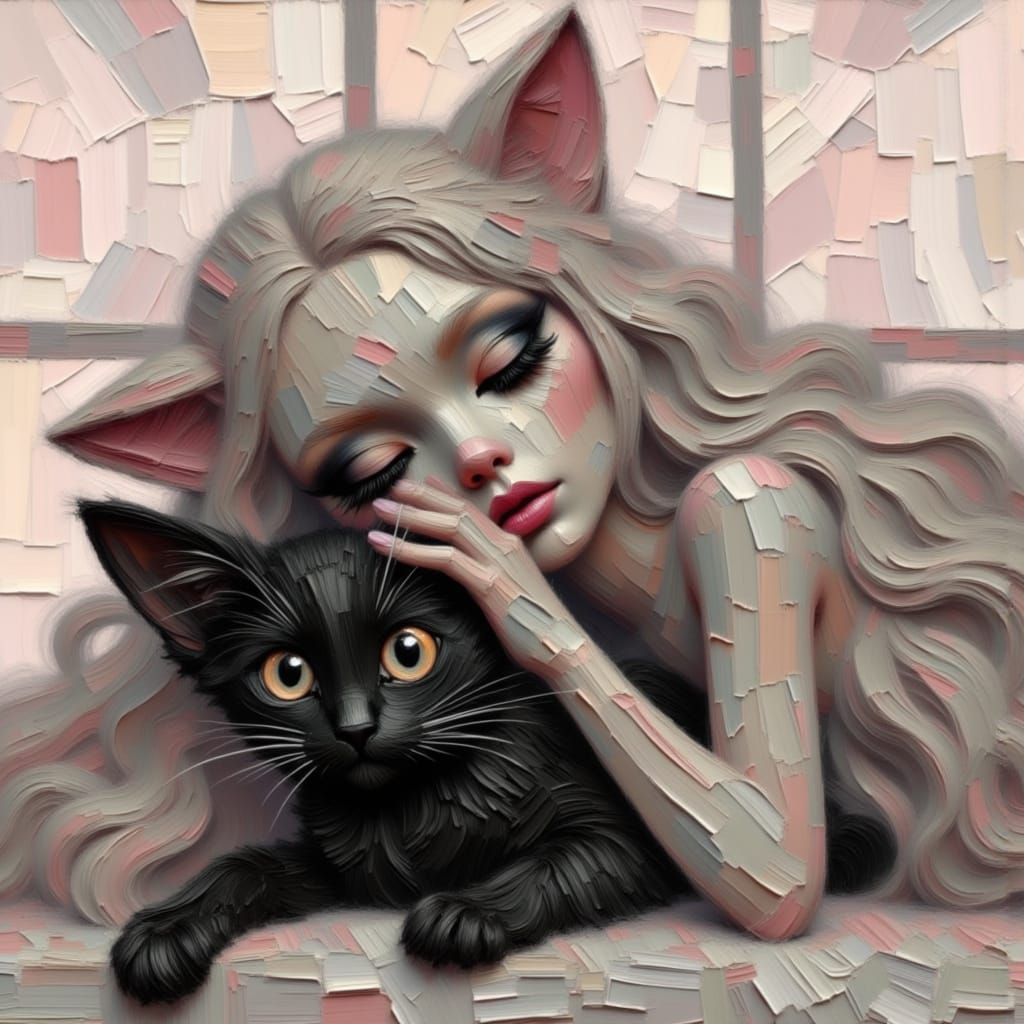 Kawaii Gothic Macabre Art in Dreamy Impasto Style