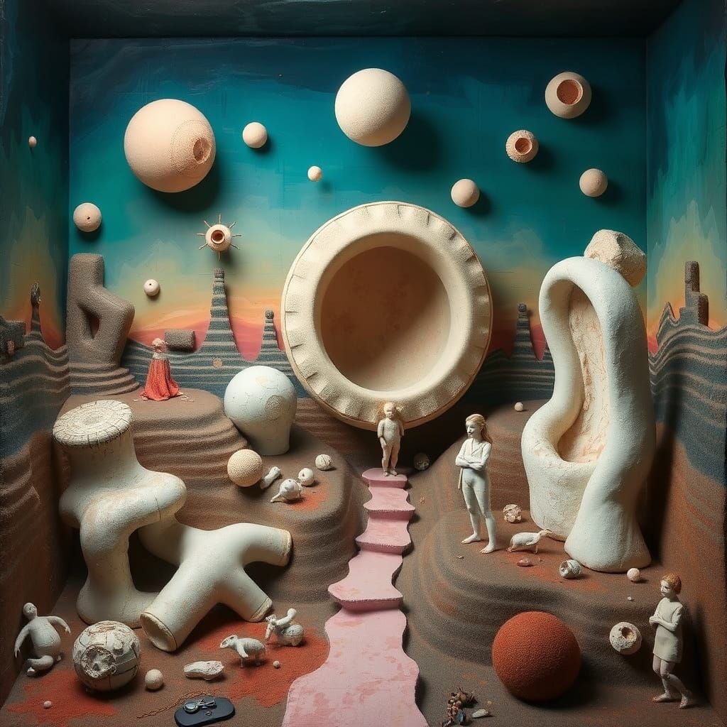 Surreal Amniotic Dreamscape in Protoabstractionist Style