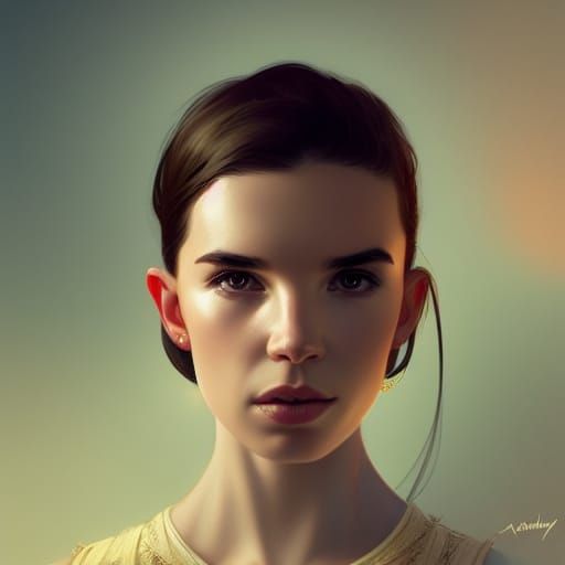 Detailed Portrait in Art Nouveau Style