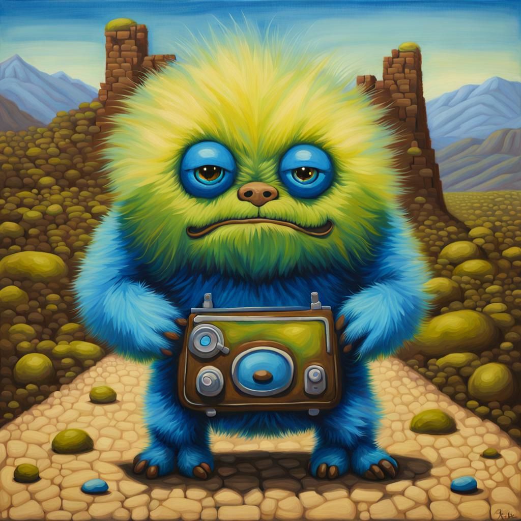 Surreal Painting of an Adorable Fuzzy Creature