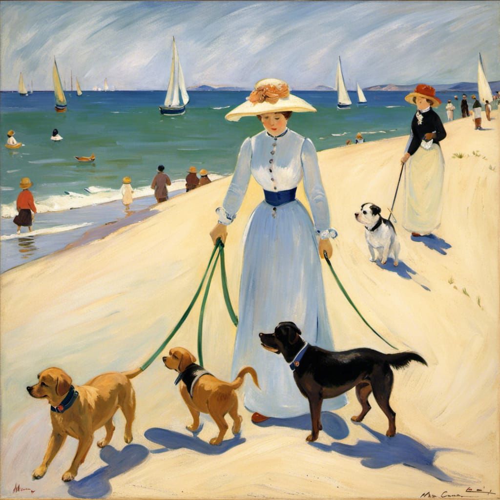 Mary Cassatt dog walker  (famous for painting children on th...