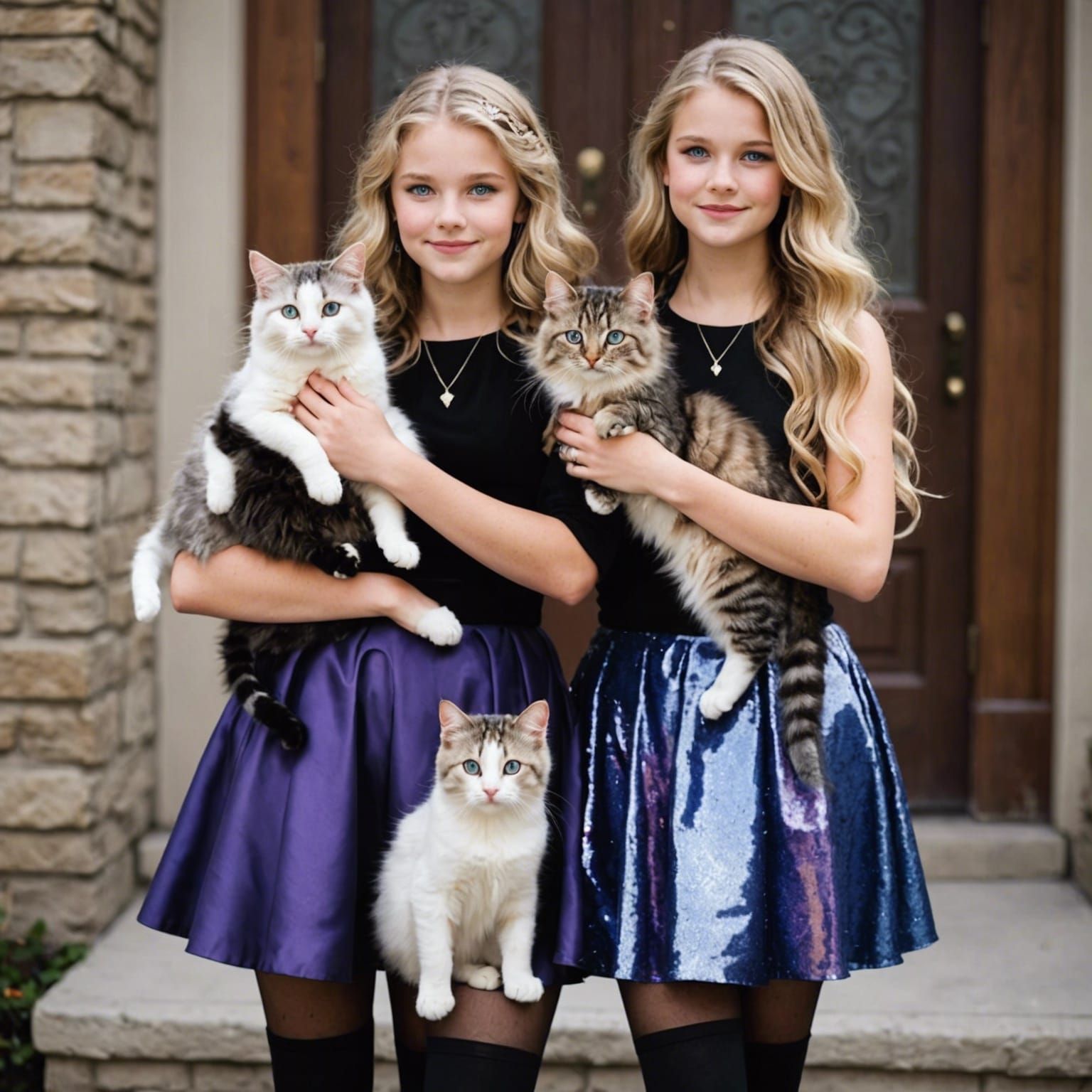 Anime Girl with Cats and Fairy Wings