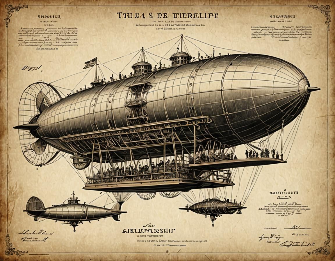 Steampunk Airship Patent Drawing