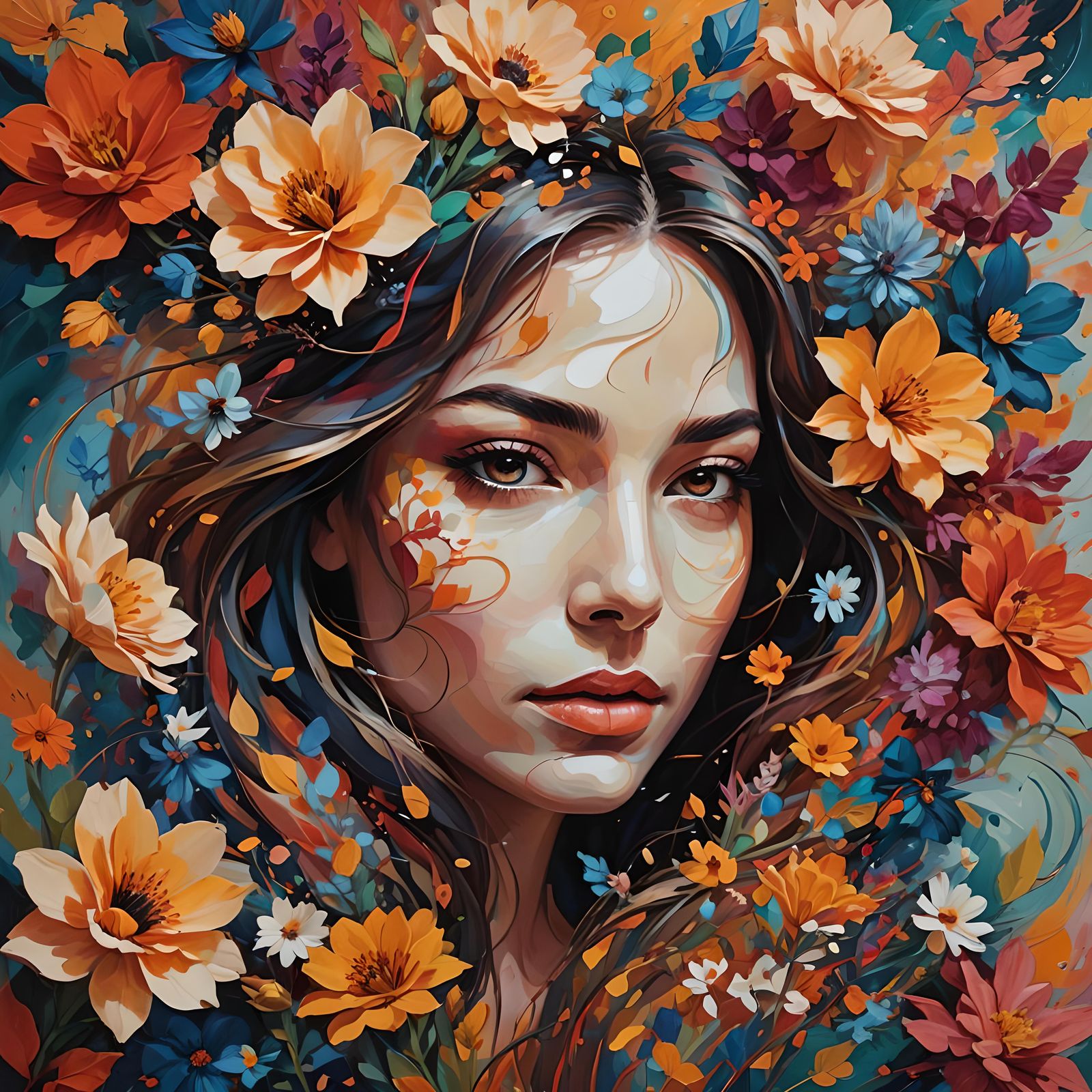 an elegant, abstract modern minimalistic art, a woman’s face...