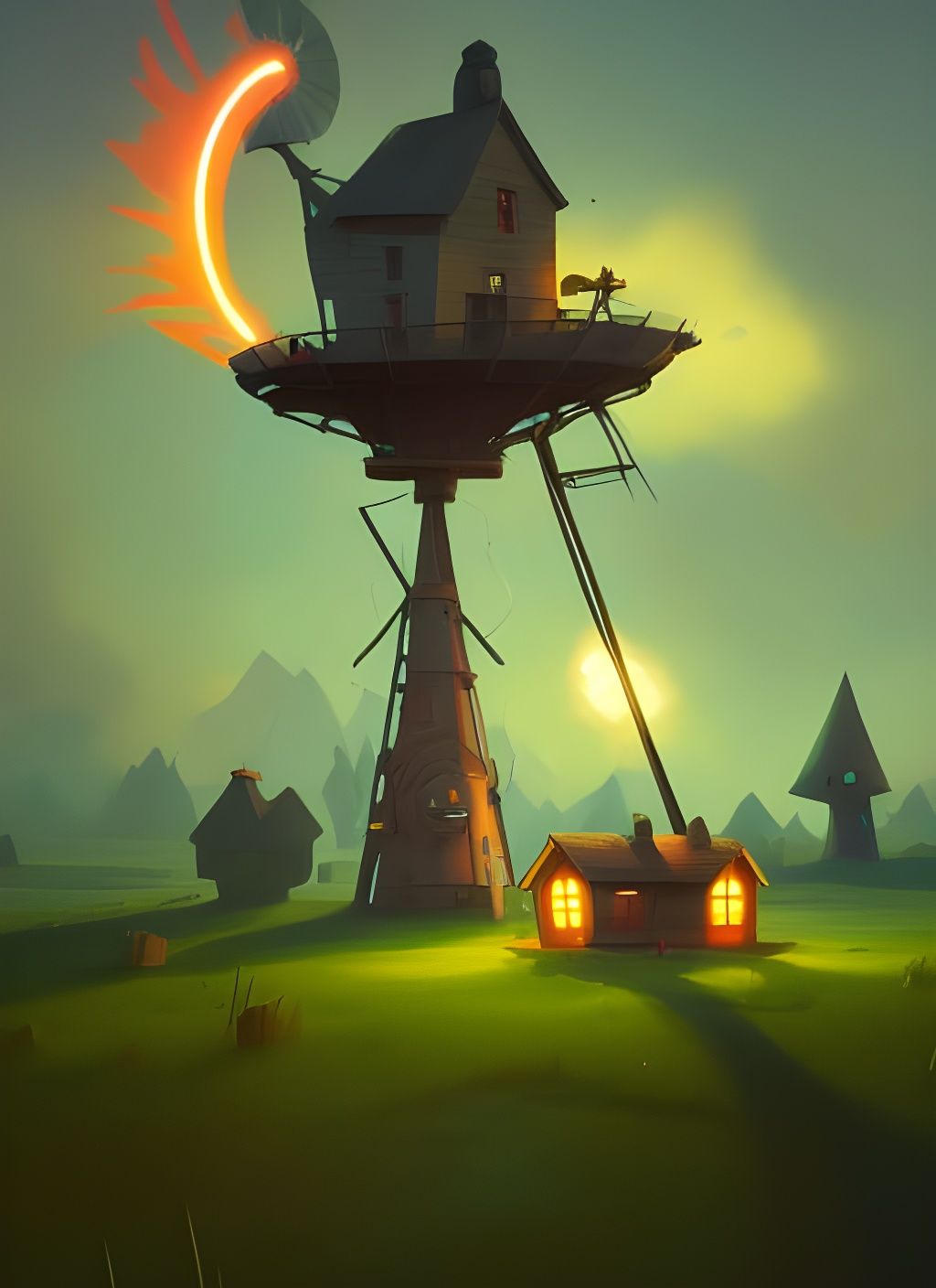 Courage the Cowardly Dog's House in Hyperdetailed Art