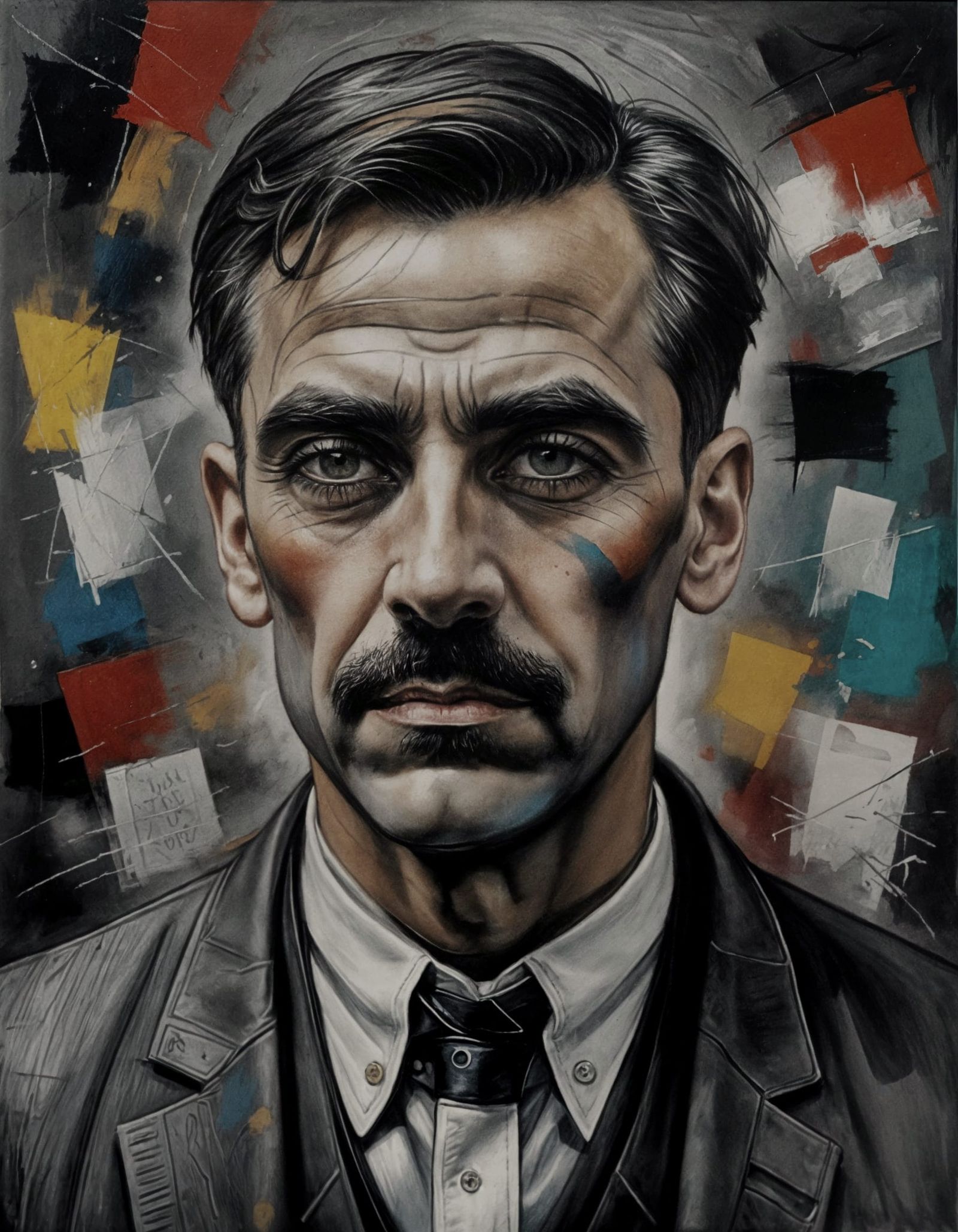 Working Class Man of the Roaring Twenties in Impasto Oil and...