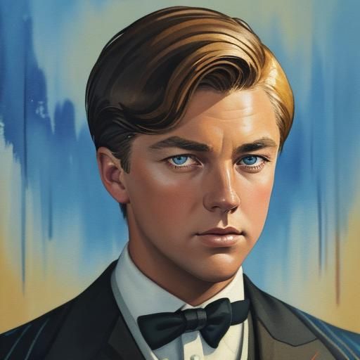 Gatsby Portrait in Gouache and Watercolor Style