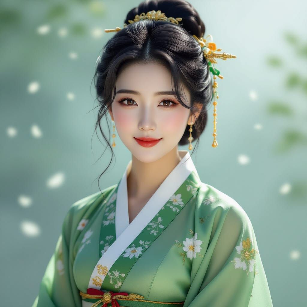 Korean Woman in Hanbok: Hyperrealistic Artgerm Style