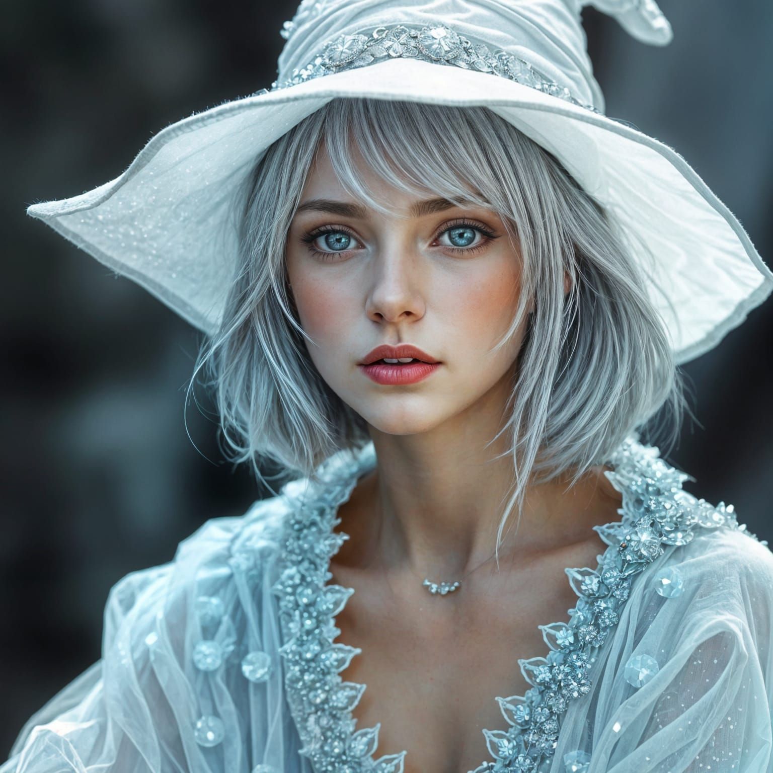 Enchanting Ice Witch in Crystal Robes