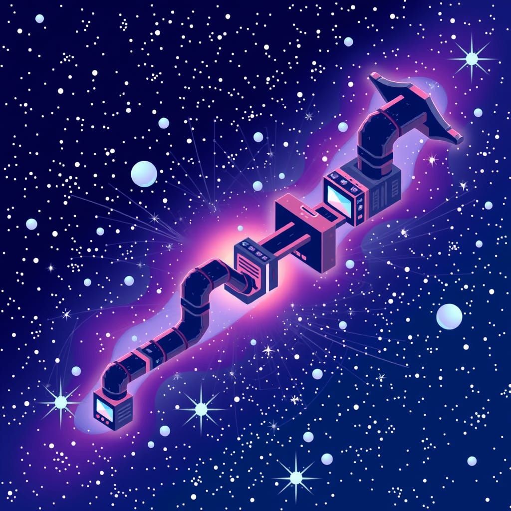 Vibrant Pixelated Galaxy in Digital Art Style