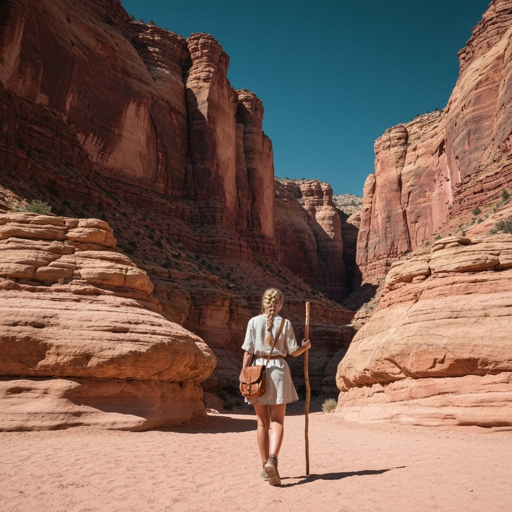 Desert Shaman and Camel in Atmospheric Landscape
