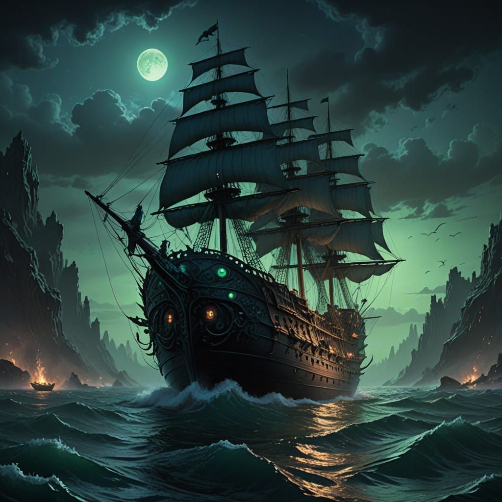 Spectral Vessel Emerge from Ocean Depths in Haunting, Cyberp...