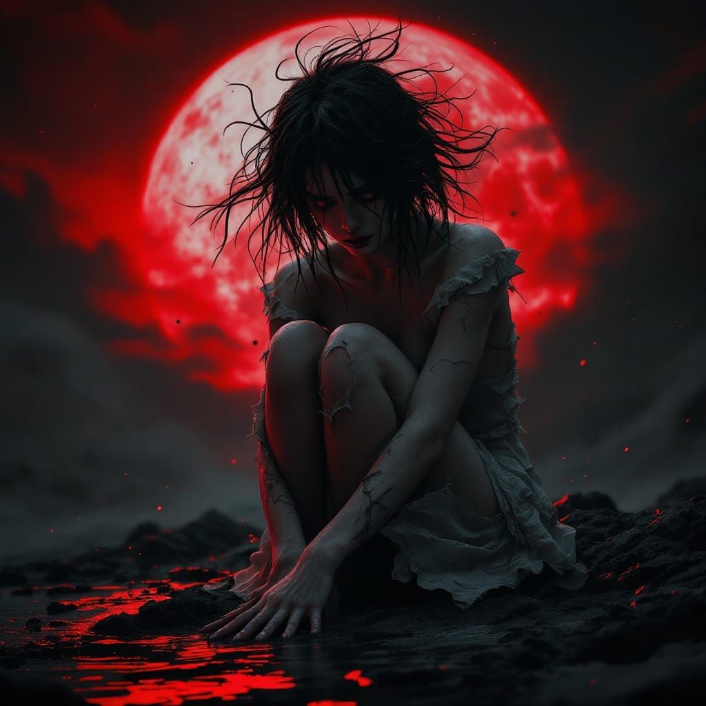 Ominous Enchantress Emerging from Dark Earth