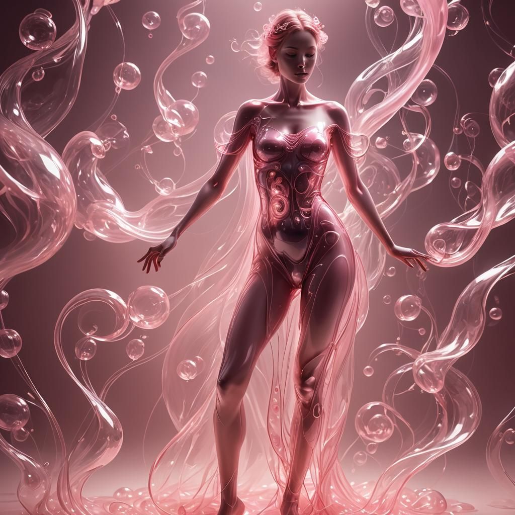 Pink Glass Woman: Surreal Digital Art