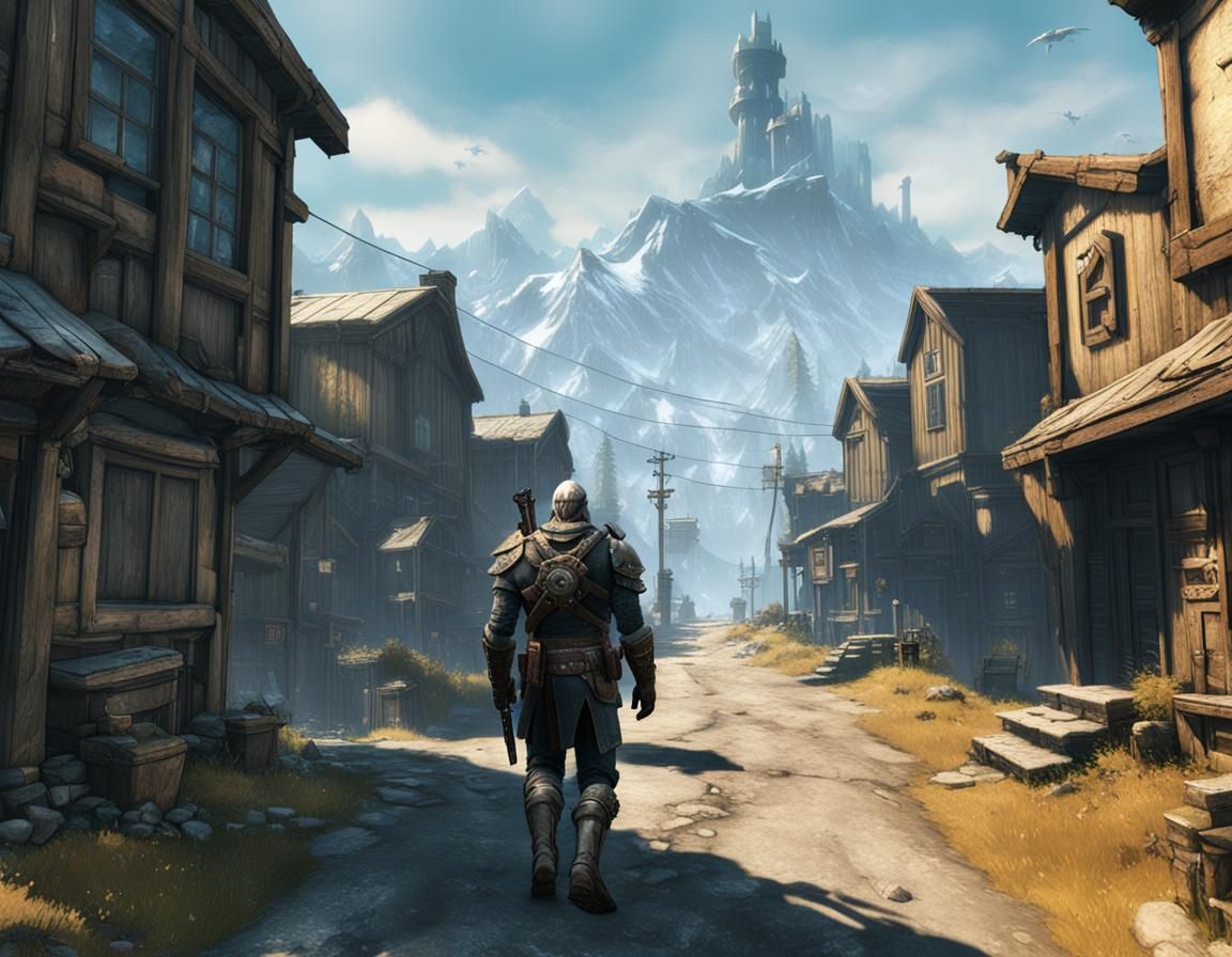 Man with Prosthesis in Post-Apocalyptic Town