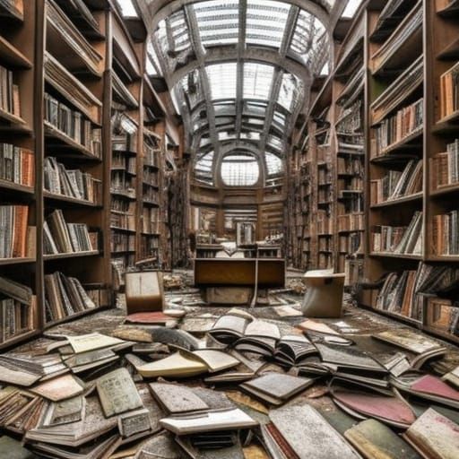 Post-Apocalyptic Library of a Lost Civilization