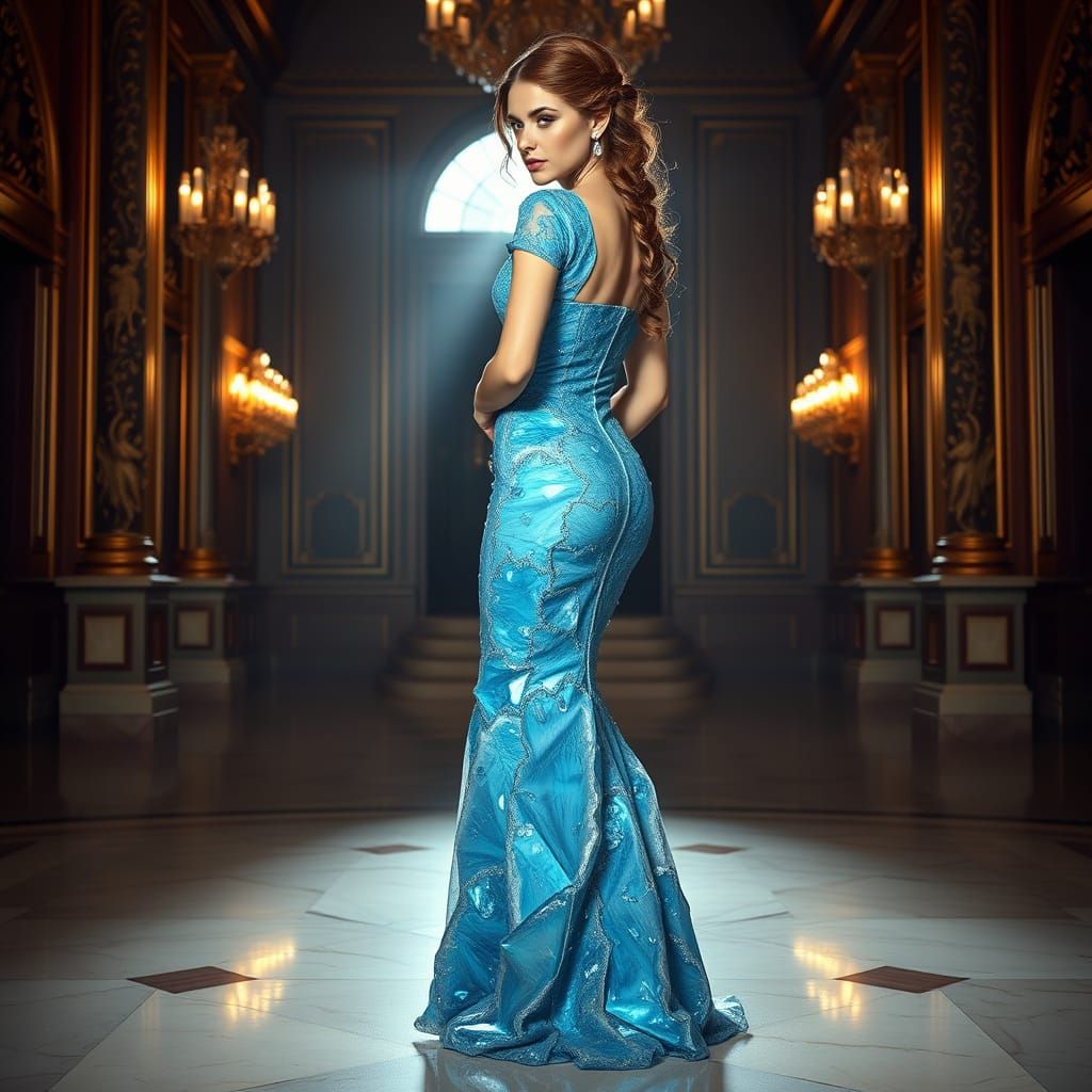 Ethereal Ballroom Goddess in Iridescent Crystal Geodes Gown