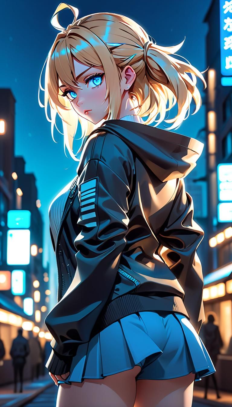Anime Girl, nightcity lights