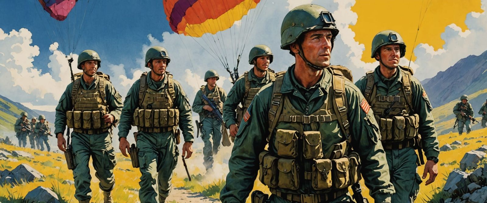 US Paratroopers in WW2 Era Comic Style