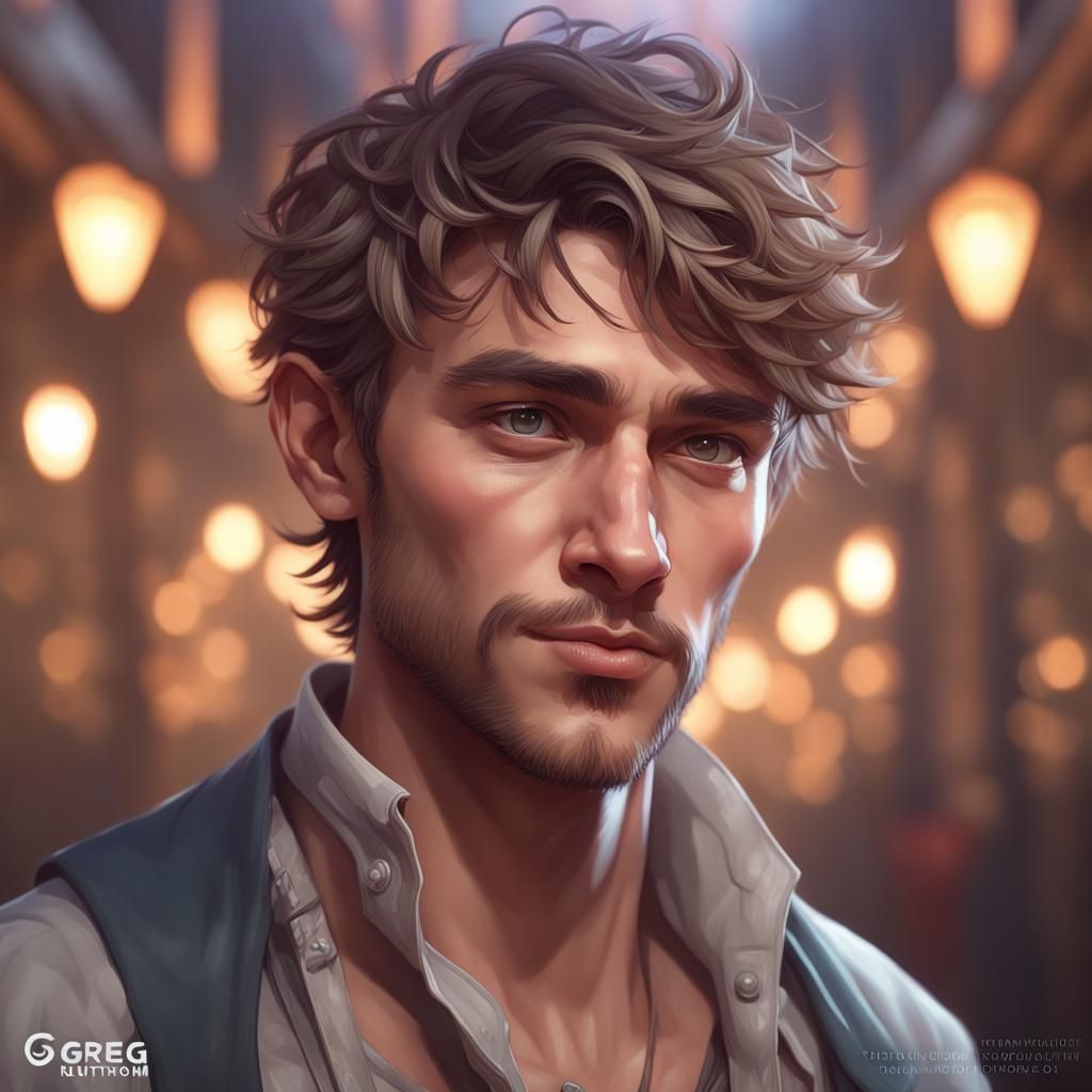 Hyperdetailed Portrait of a Cute Man, Digital Art