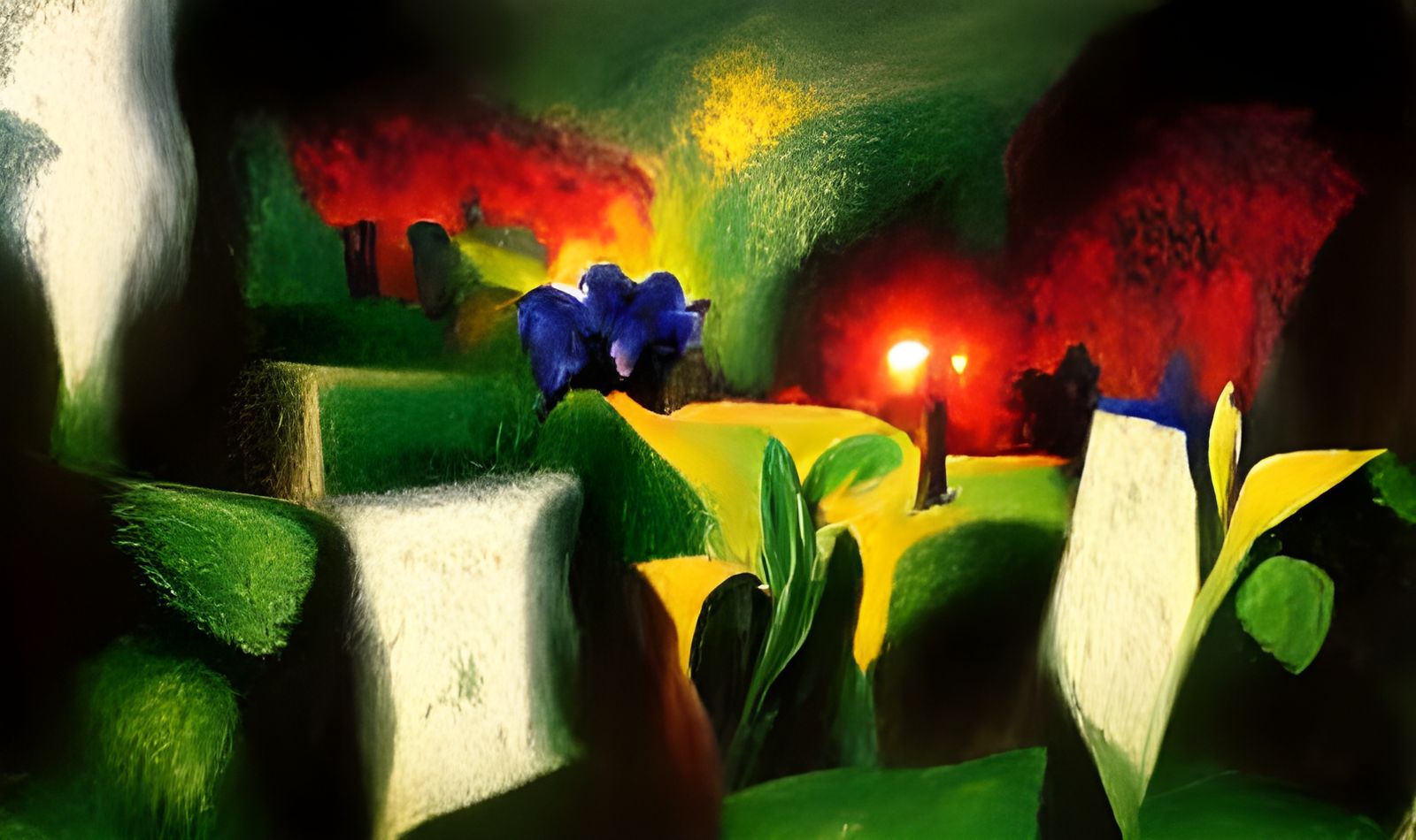 Hedge Maze Search Party in Film Noir Style