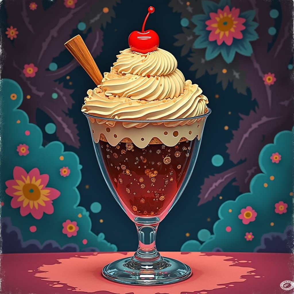 Retro Hot Fudge Sundae Lava Lamp, Psychedelic Art