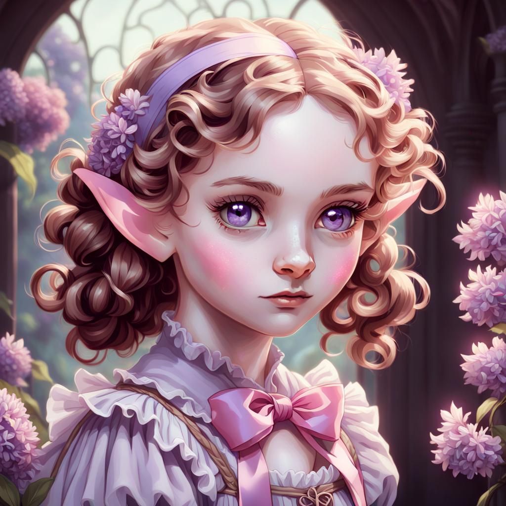 Curious Elf Child Portrait in Artstation Style