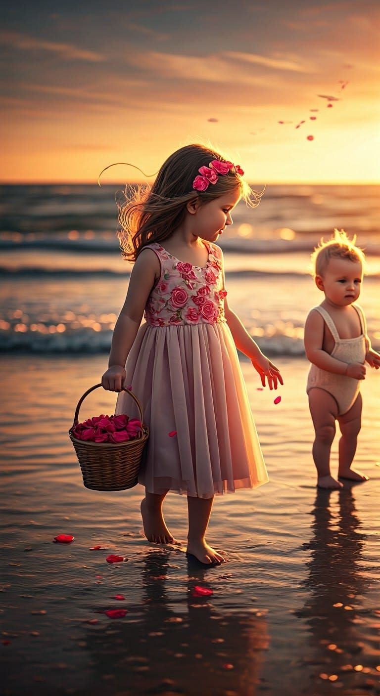 Magical Beach Scene in Golden Hour