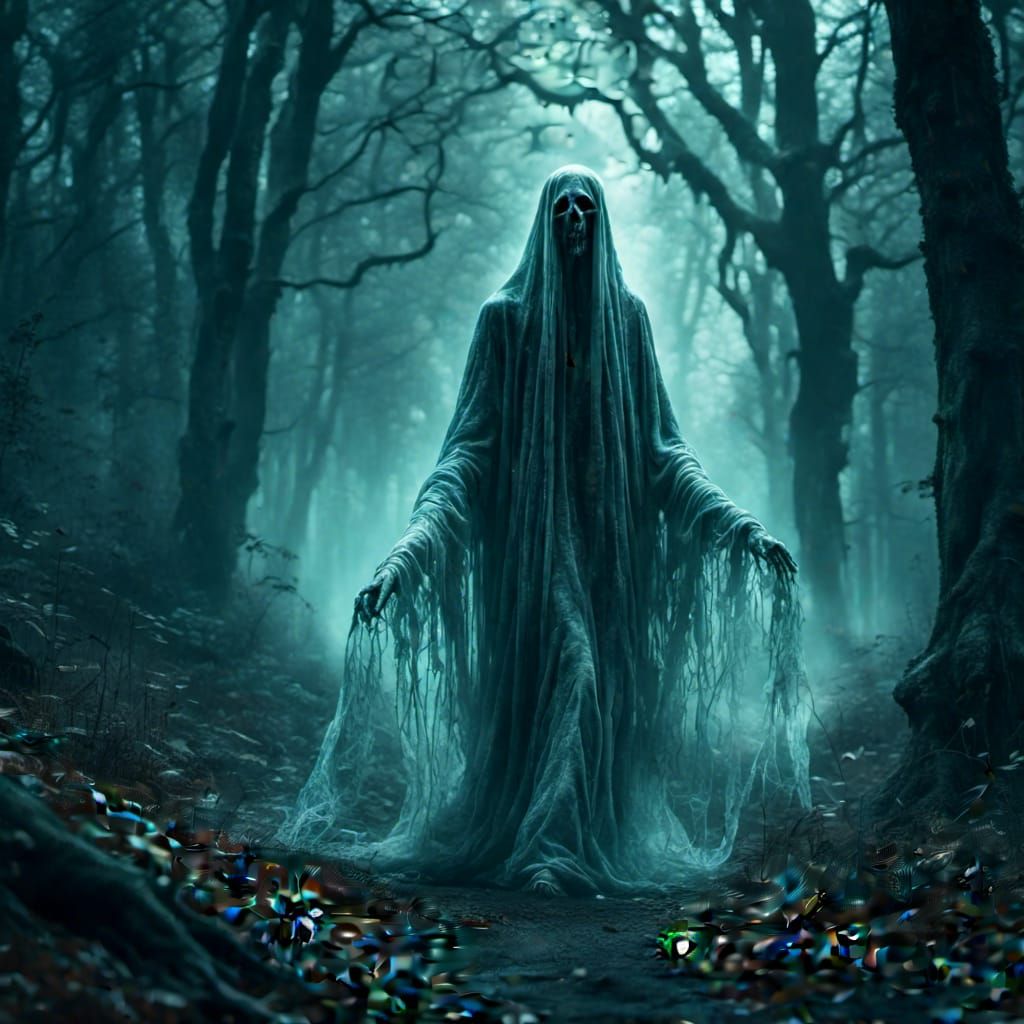 Sinister Ghost Apparition in Haunted Woods