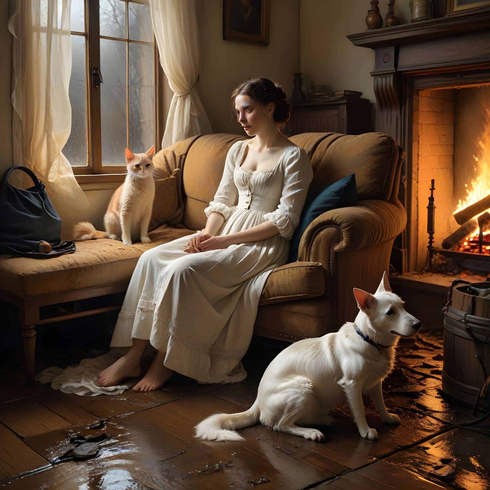 Surreal Domestic Scene in Weeping Oil Style