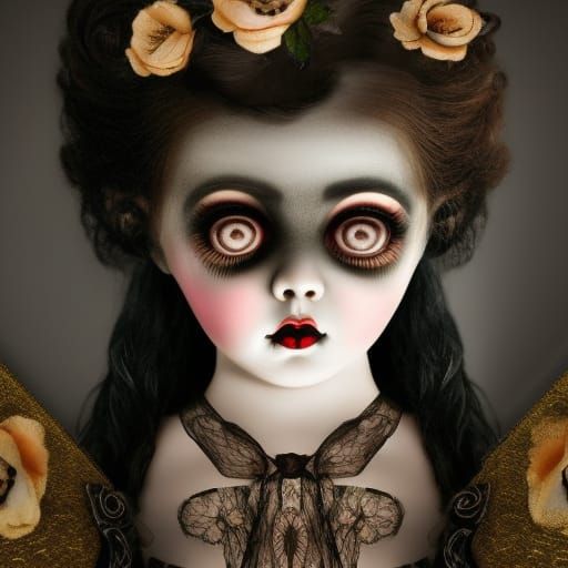 Creepy Gothic Doll with Big Eyes