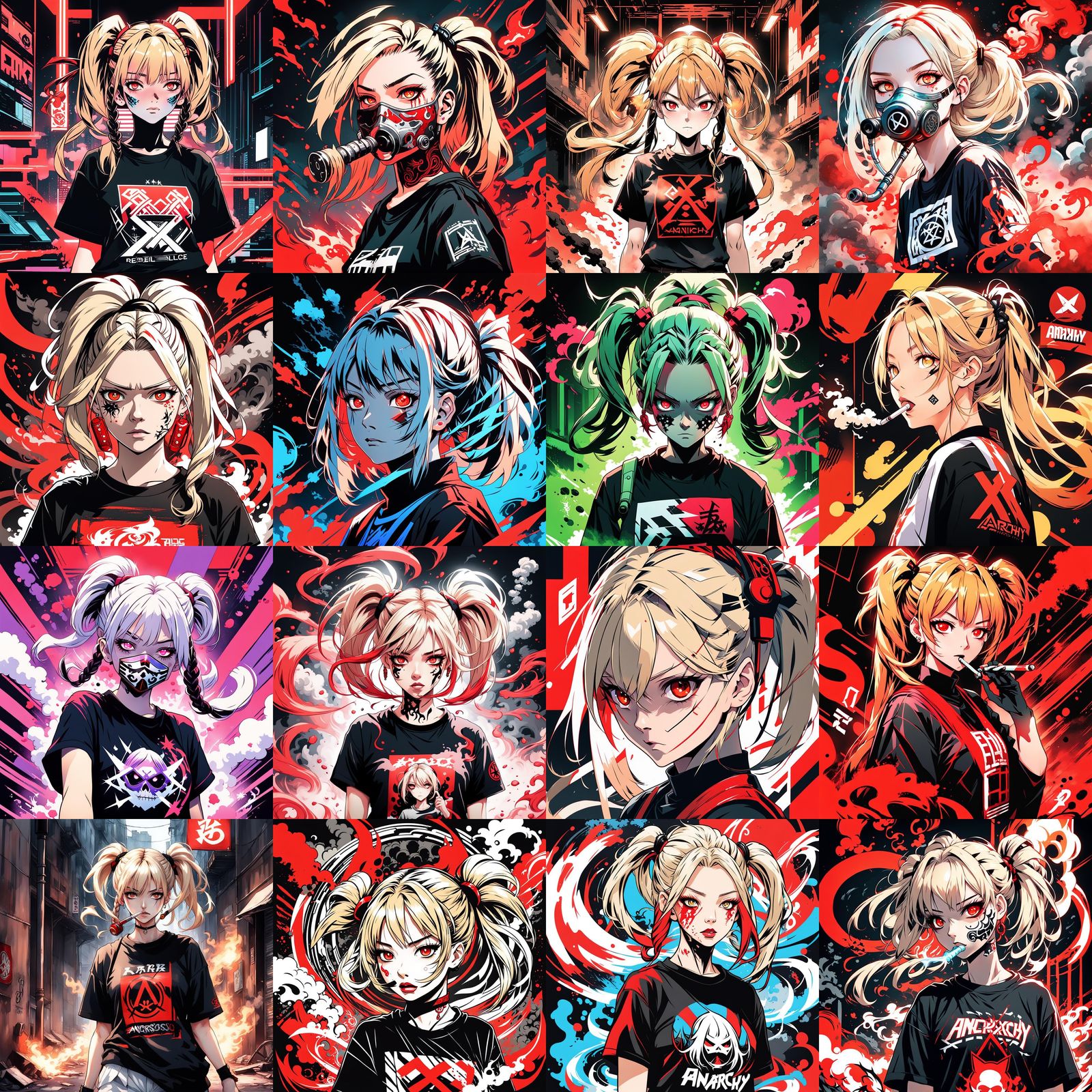 Fearless Anime Girl with Bong in Manga Style