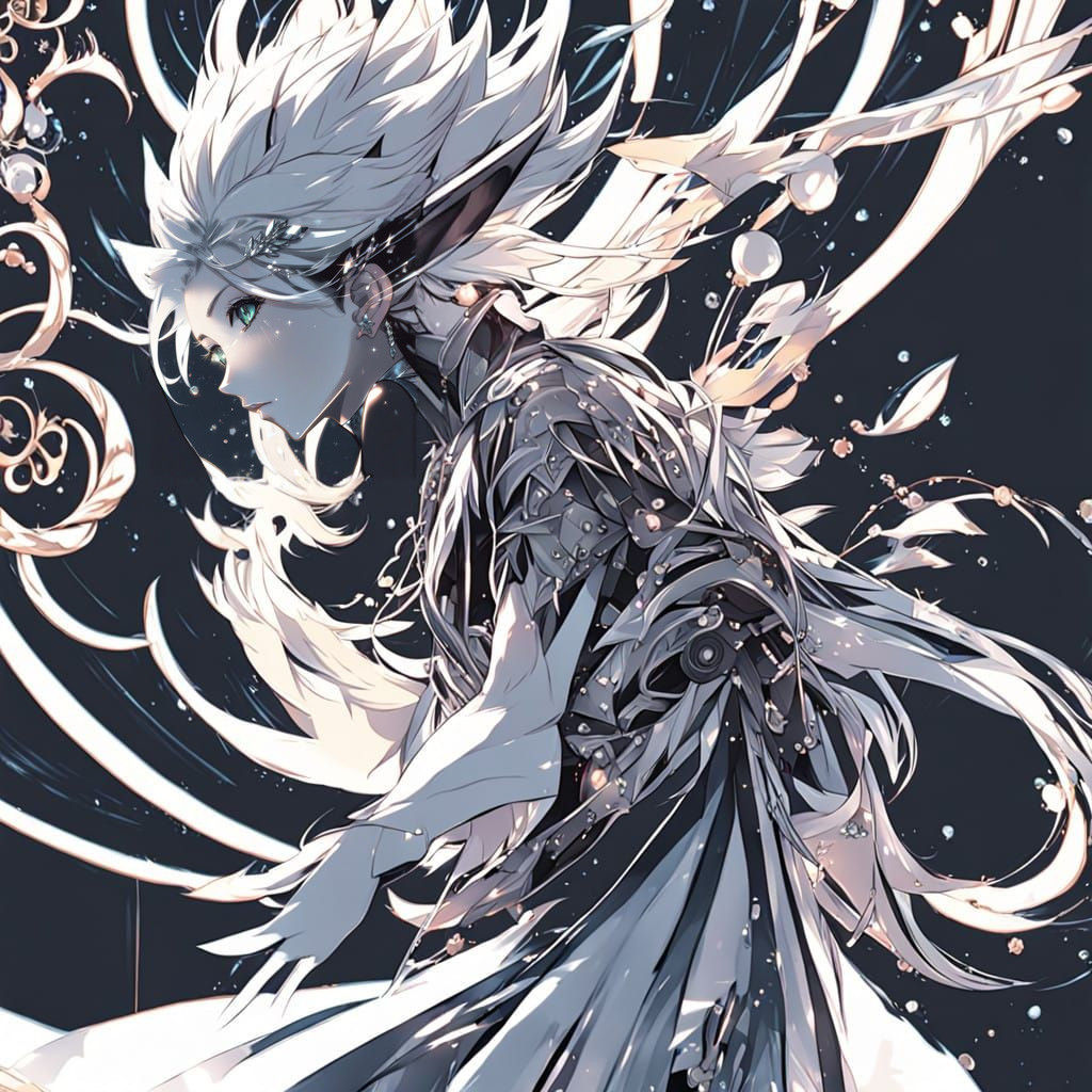 Elegant Anime Girl in Sparkling Ball Gown