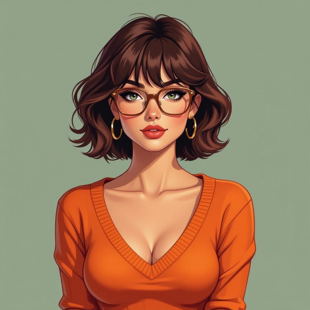 Velma Inspired Portrait in Ink and Watercolor Style