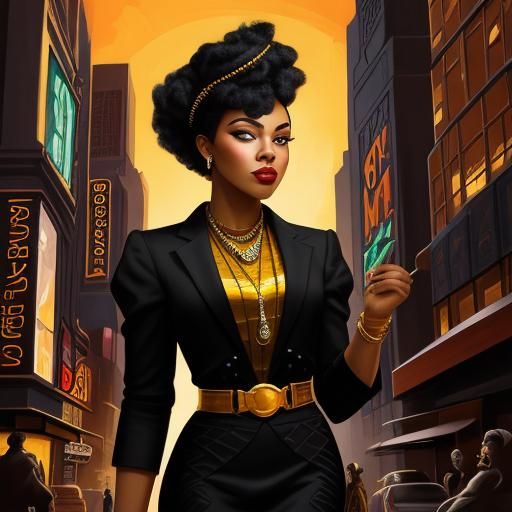 Jazz Age Woman in Harlem: A Cubist Matte Painting