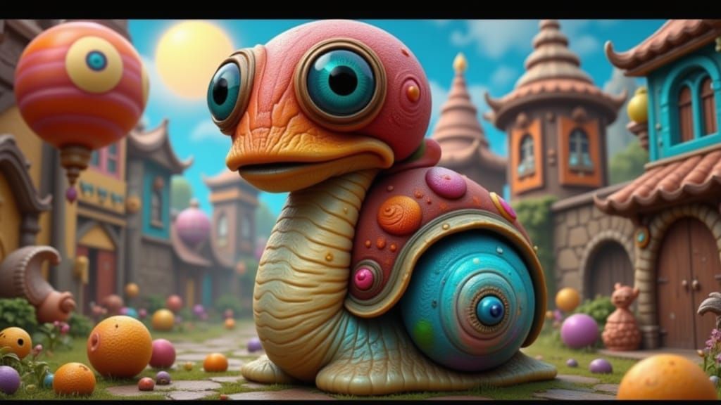 Boy Snailia in a Vibrant Village