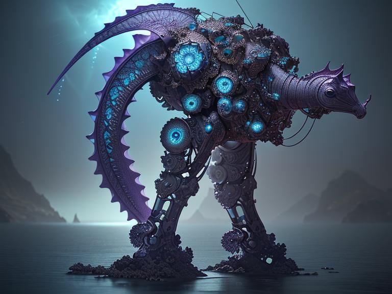 Intricate Filigree Seahorse in Crying Blues